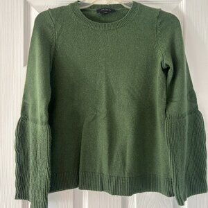 Ann Taylor Olive Green Puff-Sleeve Sweater